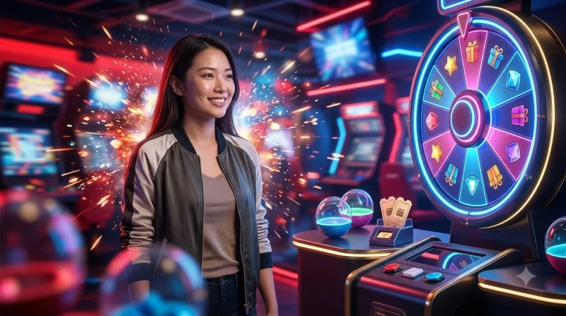 roda-spin-arcade-com-brilho-de-advertencia-e-moedas-caendo-ilustrasi-de-precaucao Vòng quay arcade với ánh sáng cảnh báo và đồng xu rơi, minh họa cho sự cảnh giác
