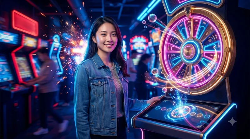 roda-spin-arcade-com-cinco-marcadores-de-passo-e-trilhas-de-luz-ilustrasi-de-checklist Vòng quay arcade với năm dấu mốc bước và đường ánh sáng, minh họa cho danh sách kiểm tra